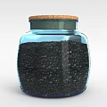 Modern Technology Exhibition Hall Showcasing Glass Jar With Black Particles 3d model