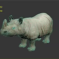 White Rhinoceros Sculpture Model Standing On Smooth Surface With Gray Background 3d model