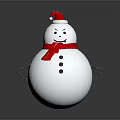 Cute Cartoon Snowman Character Wearing Red Santa Hat And Red Scarf With Black Buttons