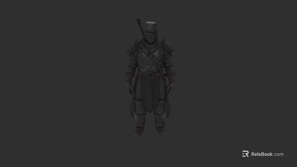 Armored 3D Game Movie Character With Medieval Helmet And Detailed Fantasy Armor Design 3d model 