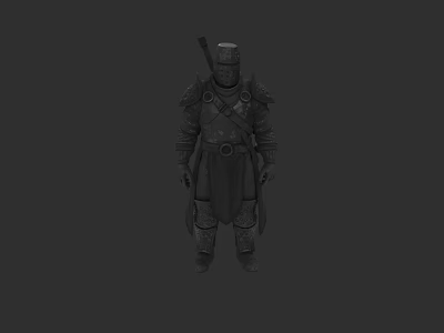 Armored 3D Game Movie Character With Medieval Helmet And Detailed Fantasy Armor Design 3d model