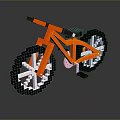 Orange Pixel Art BMX Bike With Black And White Wheels And Frame