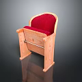 Stylish Single Chair with Wooden Frame and Red Cushioned Seat and Backrest