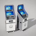 Public Self-service Kiosks With Interactive Screens White Design And Mobile Wheels For Public Use