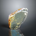 Transparent Shiny Stone with Orange Yellow Veins and Smooth Wooden Base for Home Decorative Use