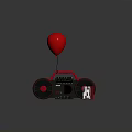 Red Balloon Attached to Retro Boombox With Red Cassette on Wooden Planks