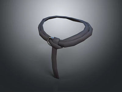 Gray Fabric Loop Accessory Featuring Intricate Knot And Metal Ring Design 3d model