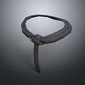 Gray Fabric Loop Accessory Featuring Intricate Knot And Metal Ring Design