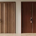 Modern Wooden Interior Doors With Sleek Design Metal Handles And Different Wood Tones