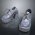 Stylish Silver Platform High Heel Shoes With Shiny Leather And Lace Up Design