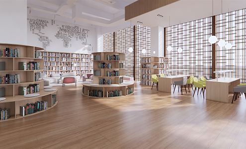 modern library 3d model