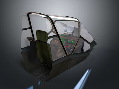 Modern Aircraft Cockpit Interior With Transparent Canopy Instrument Panel And Seats 3d model