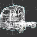Gray Commercial Truck With Single Cab Chassis Front View On Black Background
