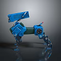 Blue Robotic Dog Character With Metallic Structure Standing Pose Reflective Material Mechanical Design 3d model