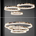 Modern Circular Gold Chandelier Design With LED Lighting For Interior Spaces 3d model