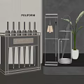 Poliform Modern Umbrella Stand With Umbrellas And Decorative Plant