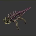 Detailed Mythical Reptilian Creature Model With Scaled Skin And Spiked Back