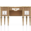 Classic Wooden Dressing Table With Marble Top Carved Legs And Drawer Details