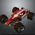 Pink And White Racing Car With Large Tires And Stylish Modern Design