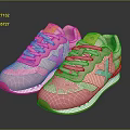 Pink Casual Sneakers With Yellow Tongue Blue Logo Mesh Upper And Orange Sole