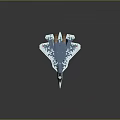 Detailed Blue And White Camouflage Fighter Jet Model With Cockpit And Wings