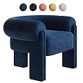 Stylish Deep Blue Modern Upholstered Single Sofa With Rounded Armrest And Stable Legs