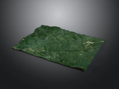 3D Green Terrain Model With Mountainous Landscape Vegetation And White Paths 3d model