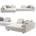 Beige Sectional Sofa With Modular Design And Plush Comfortable Cushions 3d model