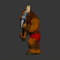 Muscular Horned Minotaur Mythical Creature With Red Skin Holding Battle Axe Fierce Expression