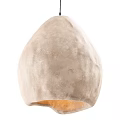 Textured Off White Pendant Light With Irregular Shape And Warm Orange Glow 3d model