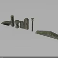 Green Stone Patterned Architectural Decorative Components With Ornate Columns Bases And Ornaments