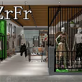 ZrFr Clothing Store Interior With Mannequins Clothing Racks And Green Plants