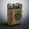 Vintage Camouflage Portable Speaker With Handle Knobs Grille And Retro Design 3d model