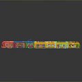 Yellow Train With Multiple Carriages Glass Windows And Modern Design 3d model