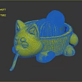 Cute Cat Shaped Container With Red And Blue Yarn Balls For Storage