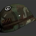 Camo Pattern Hat With Peace Sign And Decorative Band For Daily Use