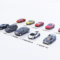 Various Car Models in Different Colors and Styles on 3d model