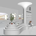 Elegant Modern White Specialty Store Interior With Curved Display Counters And Products 3d model