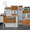 Modern Detached House With Container Structure Solar Panels Green Roof And Terrace