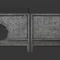 Modern Textured Double Cabinet With Geometric Pattern Design And Leg Base Support 3d model