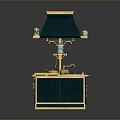 Green And Gold Mini Kitchen Equipment With Hood Countertop And Cabinets