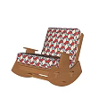 Comfortable Rocking Chair with Wooden Frame and Red White Blue Zigzag Pattern Upholstery