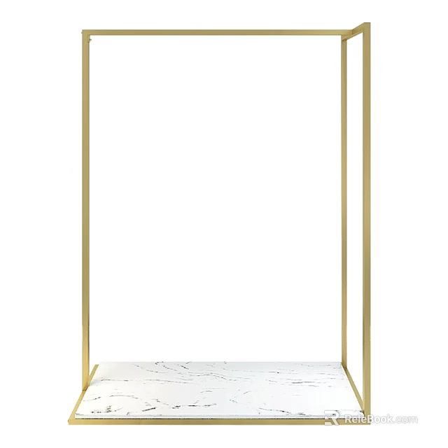 Modern Standing Clothes Hanger With Gold Metal Frame And Smooth Marble Base 3d model 