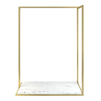 Modern Standing Clothes Hanger With Gold Metal Frame And Smooth Marble Base 3d model
