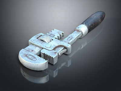 Professional Adjustable Wrench With Metal Body And Black Handle For Hardware Work 3d model