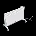 White Portable Electric Heater With Wheels And Power Cord For Indoor Heating