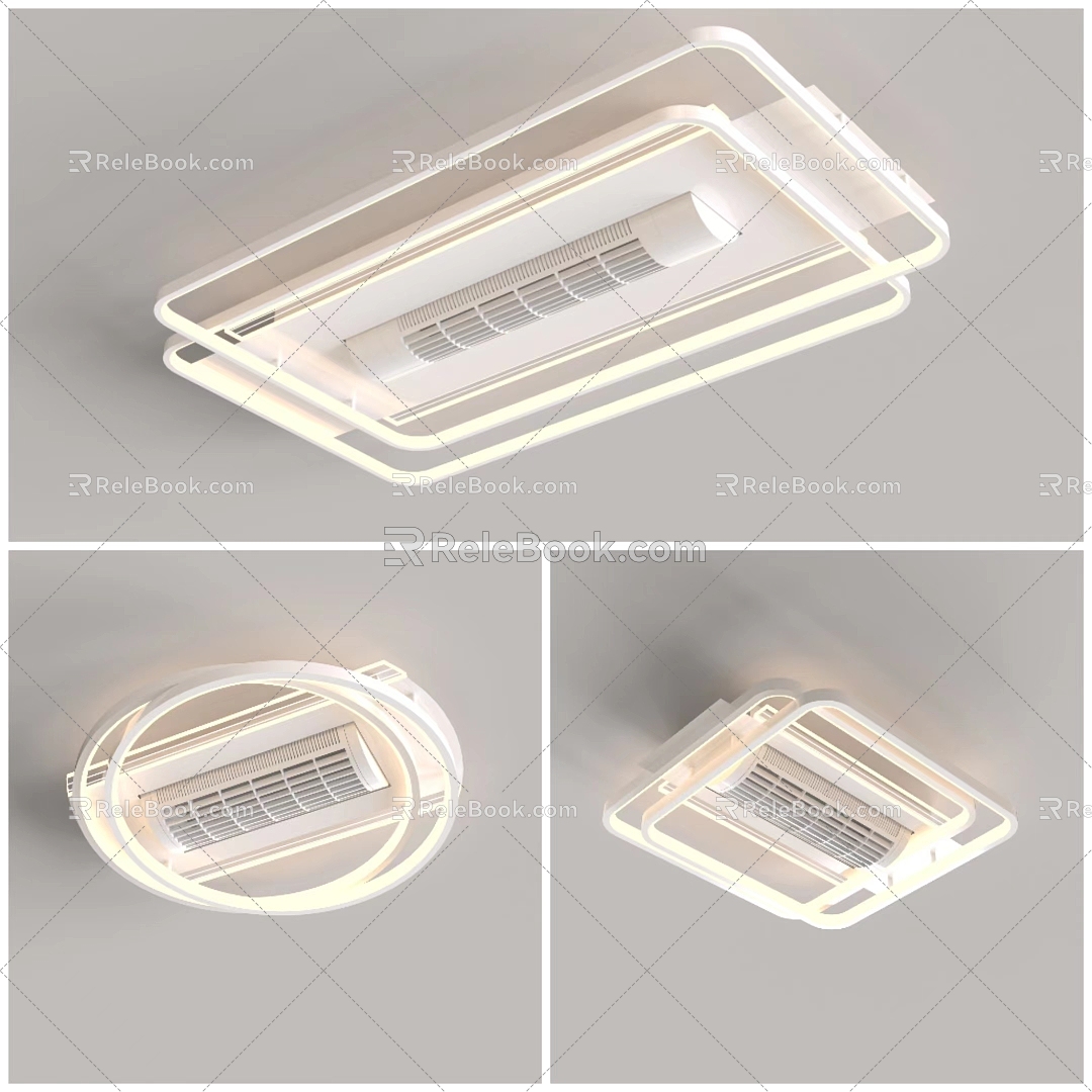 Simple living room light leafless fan light 3d model