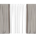 Double Layer Beige Curtains With Sheer Middle Panel And Soft Fabric Design 3d model