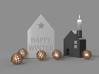 Children's toy building block house candle round lamp 3d model