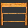 Orange Wooden Bench with Simple Backrest and Seat Design in Modern Indoor Furniture Style